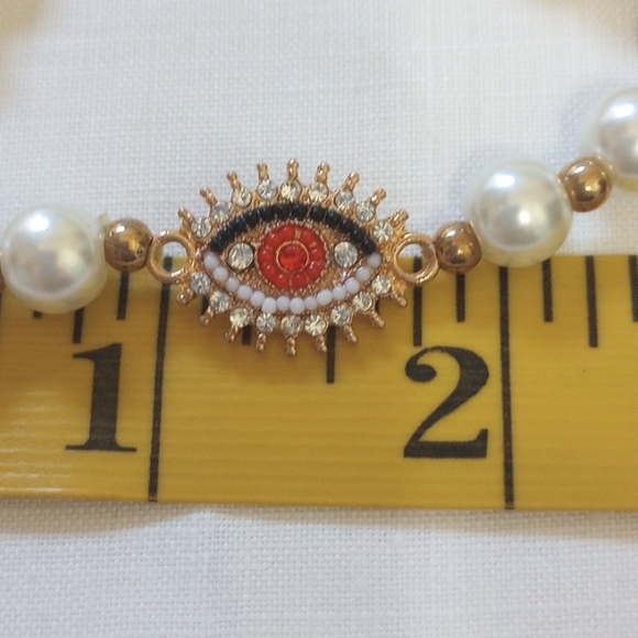 Turkish Eye Nazar eye pearl beaded bracelet evil eye - Picture 5 of 5